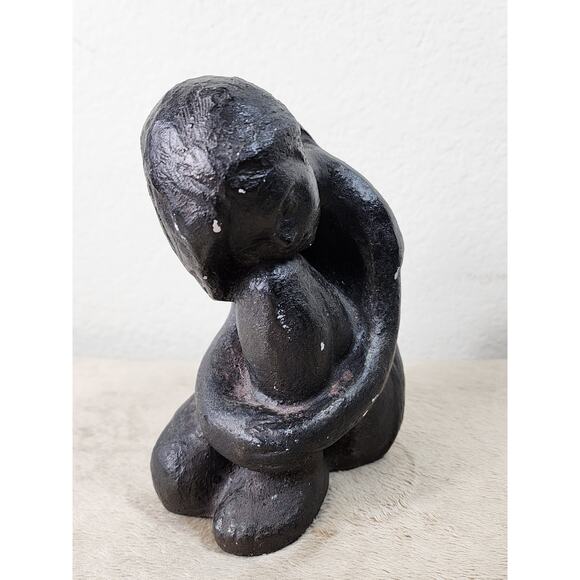 Austin Productions Sculpture 1970 Woman Girl Seated Statue Mid Century Vintage - Picture 4 of 14